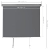 Sidemarkise for balkong multifunksjonell 150x200 cm grå
