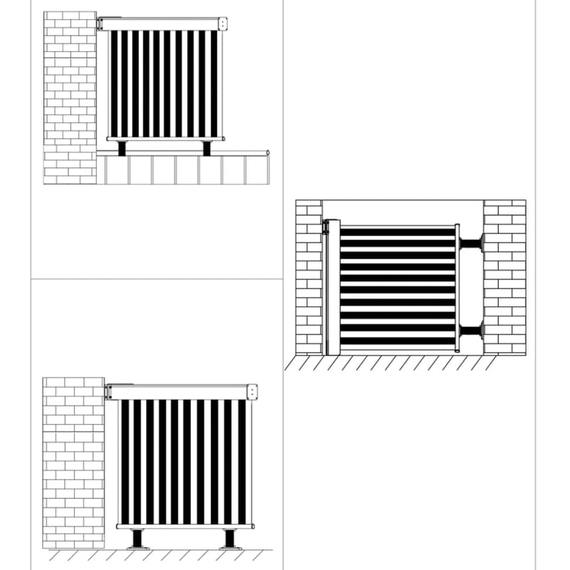 Sidemarkise for balkong multifunksjonell 150x200 cm svart