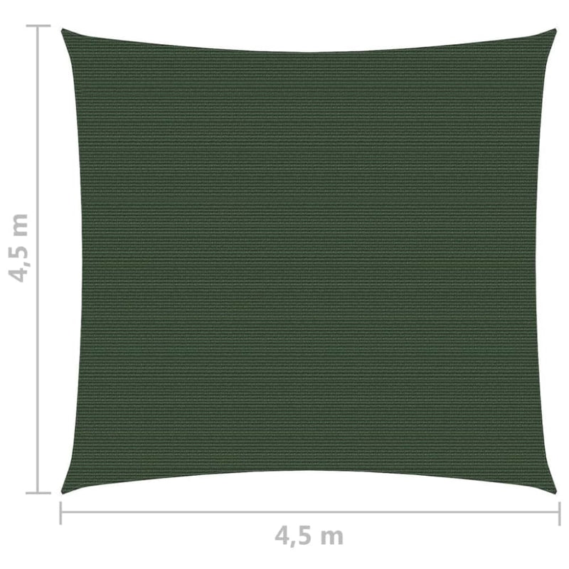 Solseil 160 g/m² mørkegrønn 4,5x4,5 m HDPE