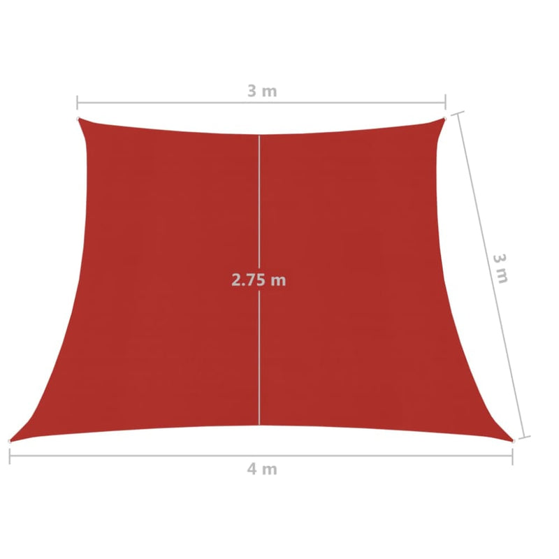 Solseil 160 g/m² rød 3/4x3 m HDPE
