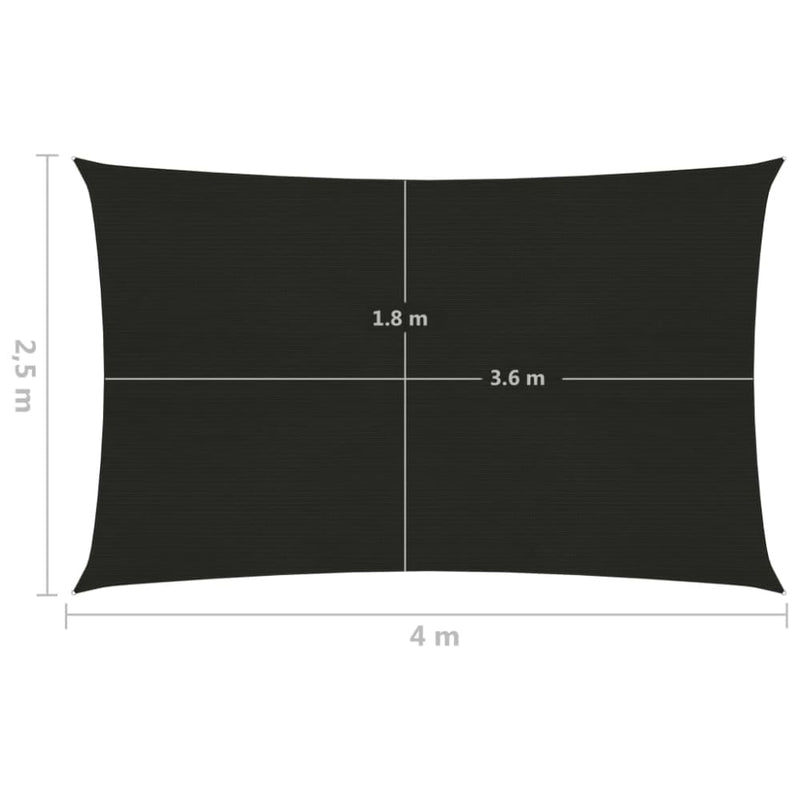 Solseil 160 g/m² svart 2,5x4 m HDPE