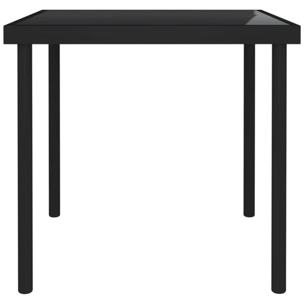Utendørs spisebord svart 80x80x72 cm glass og stål