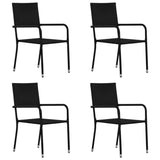 Utendørs spisestoler 4 stk svart polyrotting