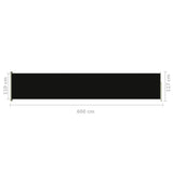 Uttrekkbar sidemarkise 117x600 cm svart