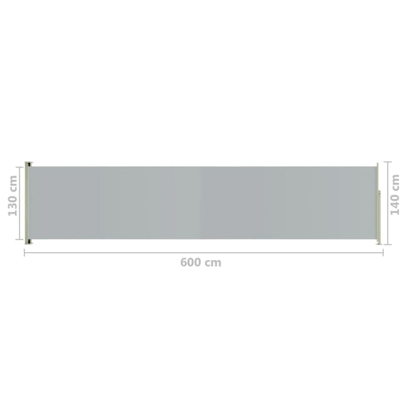 Uttrekkbar sidemarkise 140x600 cm grå